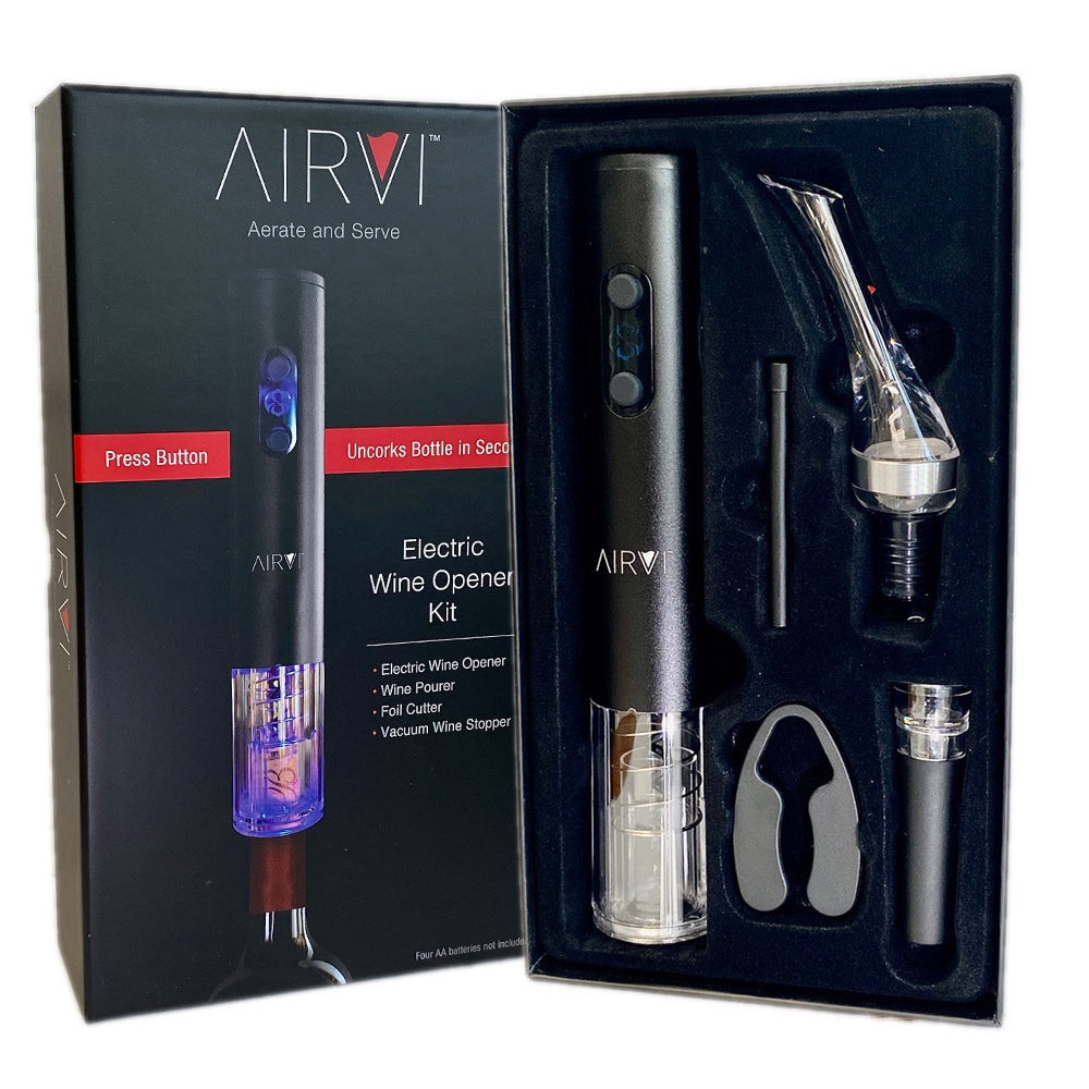 AirVi Electric Wine Opener Kit with Aerator and Professional Pourer