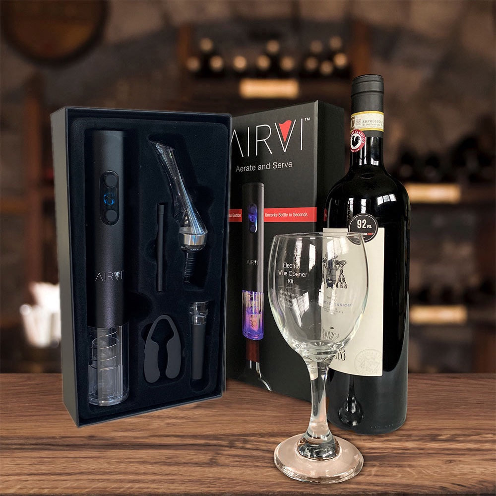 AirVi Electric Wine Opener Kit with Aerator and Professional Pourer